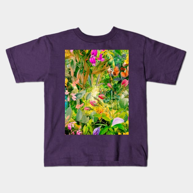 Cool tropical floral leaves botanical illustration, tropical plants,leaves and flowers, yellow leaves pattern Kids T-Shirt by Zeinab taha